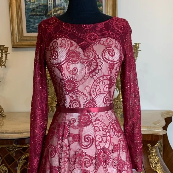 Women’s embroidery beaded lace formal evening dress - Picture 3 of 5